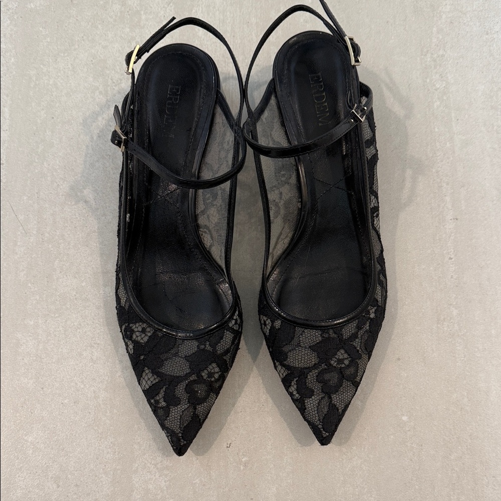 ERDEM Black Lace Heels size 10 perfect condition excellent
